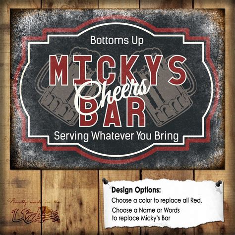 Custom Cheers Bar Sign // 1 Metal Sign // Size - 12" x 16" | Bar signs ...