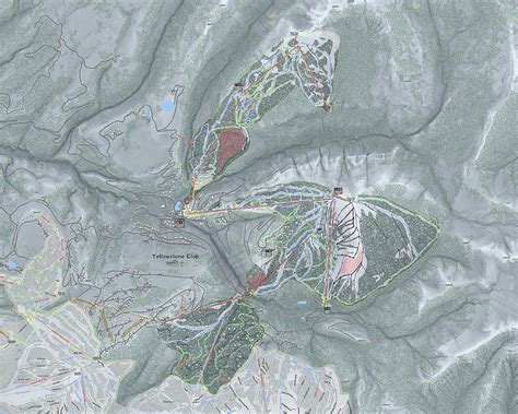 Yellowstone Club Ski Resort Map Digital Art by Powder Addicts - Fine ...