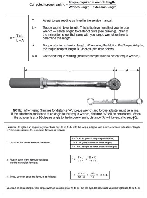 Torque wrench settings chart