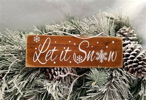 Let it Snow sign Rustic Christmas decorations Wooden Handmade | Etsy