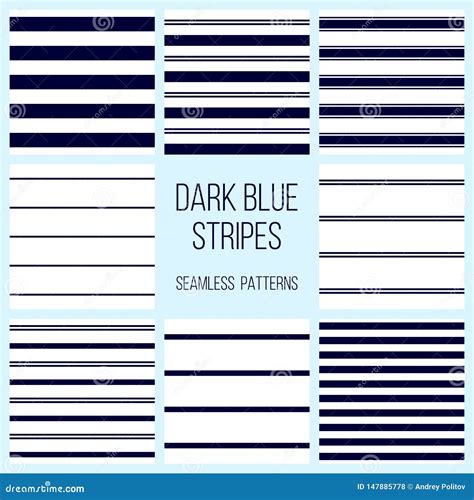 Dark or Navy Blue Stripes Seamless Patterns Stock Vector - Illustration ...