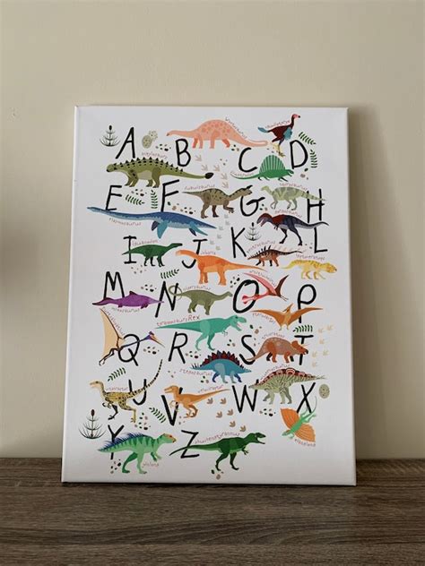 Dinosaur Alphabet Alphabet Poster Canvas Poster Canvas | Etsy