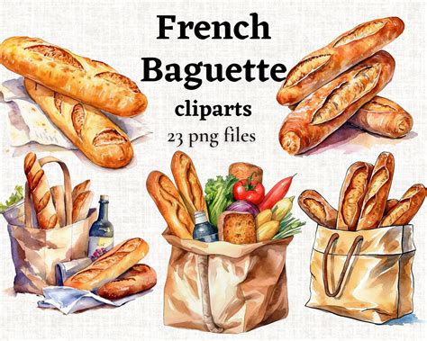 French Baguette Clipart Bread Clipart Bundle Bakery - Etsy