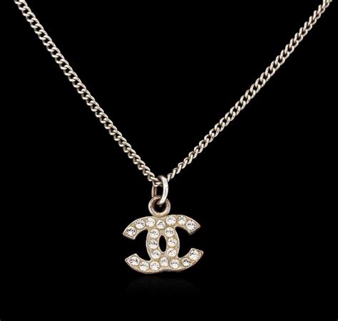 Authentic Chanel Rhinestone Logo Necklace