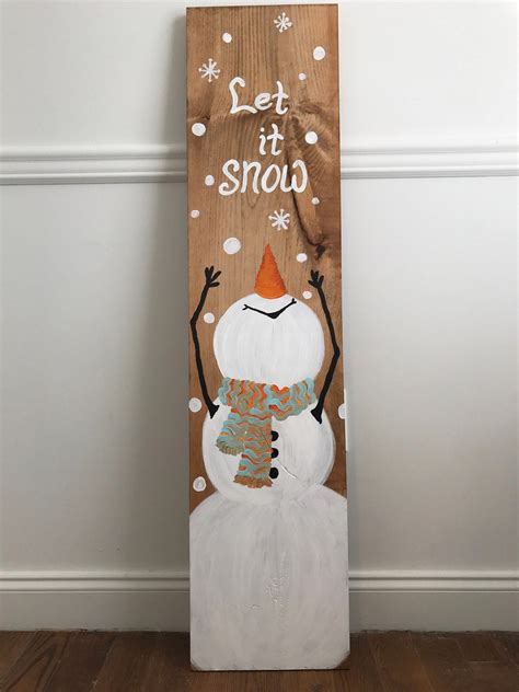 Let it Snow Snowman and Welcome Double Sided Porch Sign | Christmas ...