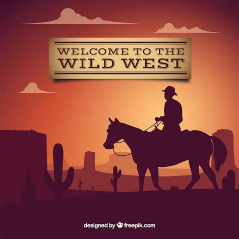 Welcome to the wild west background with cowboy Vector | Free Download