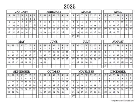 2025 Yearly Calendar Printable Free PDF: Plan Your Year With Ease ...