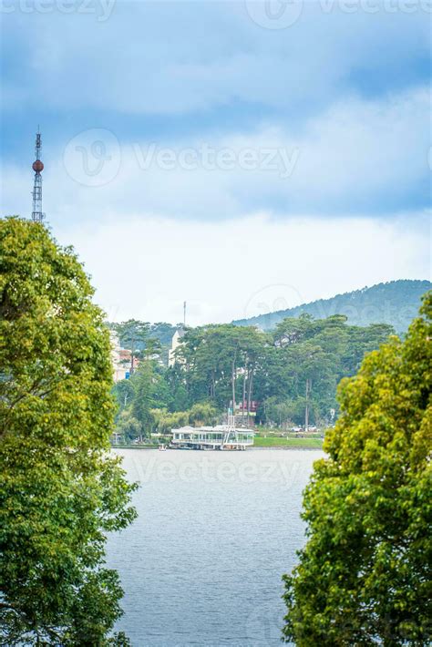 Aerial view of a Da Lat City with development buildings, transportation ...