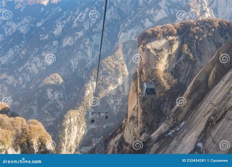 Cable Car Route To Mount Hua Huashan Mountain in China, Xi`an, Province ...