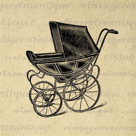 Retro Antique Baby Carriage Clip Art Illustrations HQ 300 dpi Digital ...