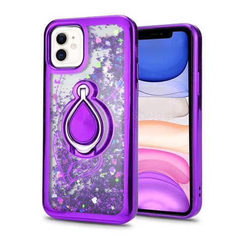 iPhone 11 New Liquid Glitter Case With Ring Purple