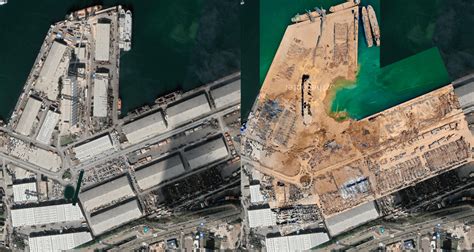 Beirut port before and after the 1 kiloton explosion : awfuleverything