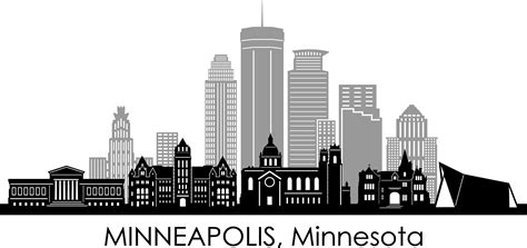 MINNEAPOLIS Minnesota City SKYLINE Outline Silhouette Vector | Etsy