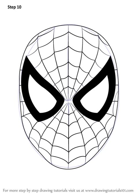 Step by Step How to Draw Spiderman Face : DrawingTutorials101.com