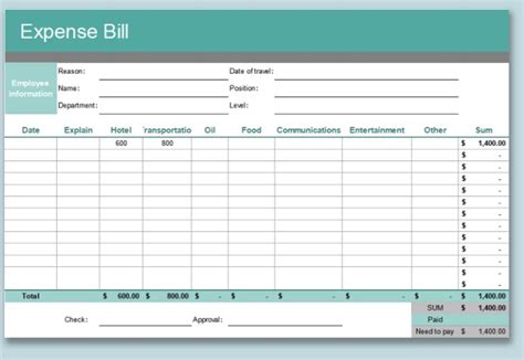 Bill Of Materials Excel Template