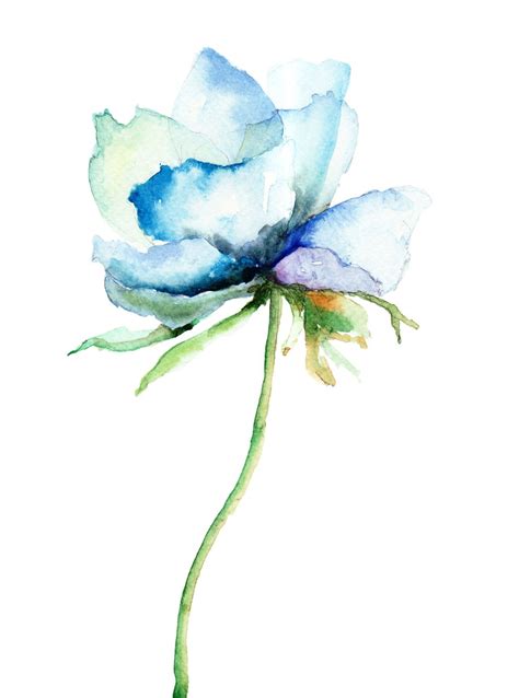 Watercolor Decorative Blue Flower Painting | Blue flower painting ...