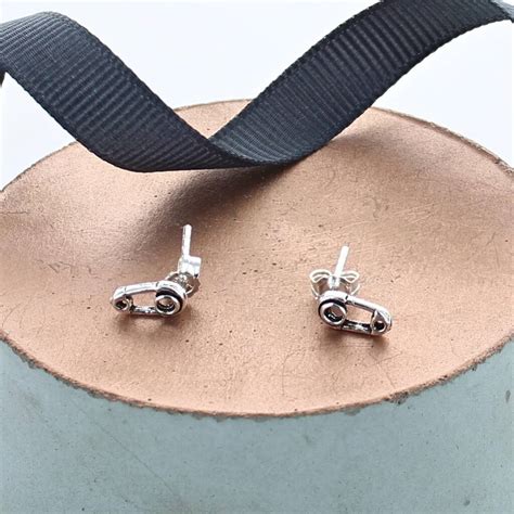 Tiny Sterling Silver Safety Pin Stud Earrings By Francesca Rossi Designs