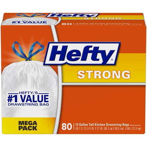 Hefty® Strong 13 Gallon Tall Kitchen Drawstring Trash Bags, 80 Count ...