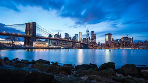 1920x1080 Brooklyn Bridge Blue Sky Buildings 8k Laptop Full HD 1080P HD ...