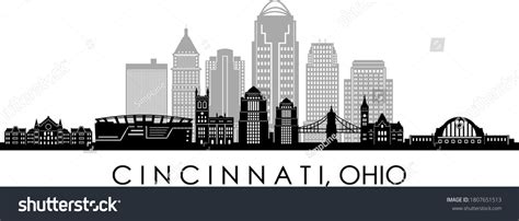 Cincinnati City Ohio Skyline Silhouette Cityscape Stock Vector (Royalty ...