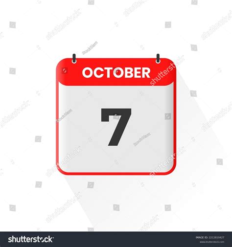 7th October Calendar Icon October 7 Stock Vector (Royalty Free ...