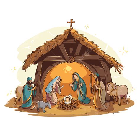 Free Nativity Scene Vector, Sticker Clipart Christmas Nativity Scene ...