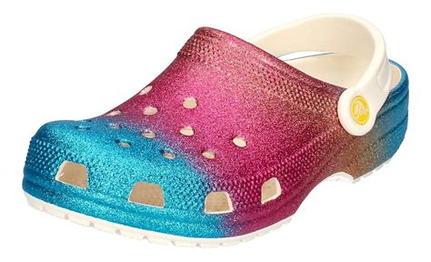 Crocs Kids Classic Rainbow Ombre Glitter Clog|Slip on Girls Sandal ...