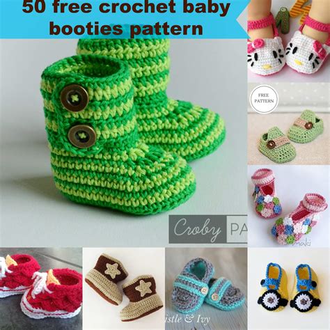 50 free crochet baby booties pattern