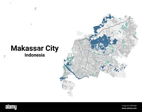 Makassar map. Detailed map of Makassar city administrative area ...