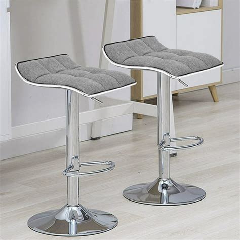 Zimtown Modern Grey Fabric Bar Stools Set of 2 Adjustable Counter ...