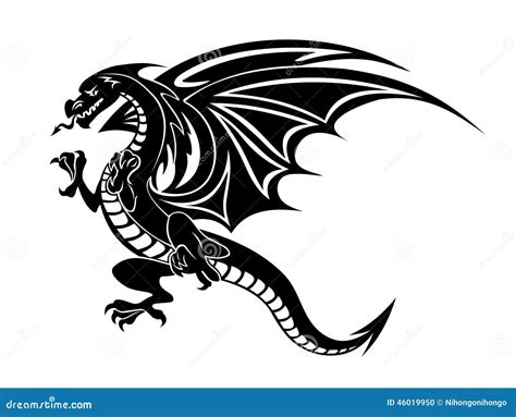 Angry Black Dragon Stock Vector - Image: 46019950