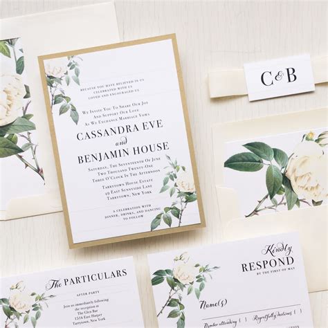 Ivory & White Wedding Invitations Floral | Beacon Lane