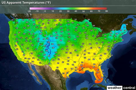 US National Heat Index Weather Map