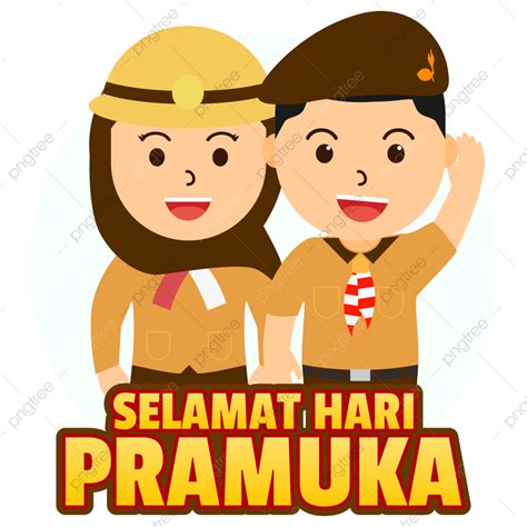 Scout Hari Pramuka Vector Art PNG, Selamat Hari Pramuka Character ...