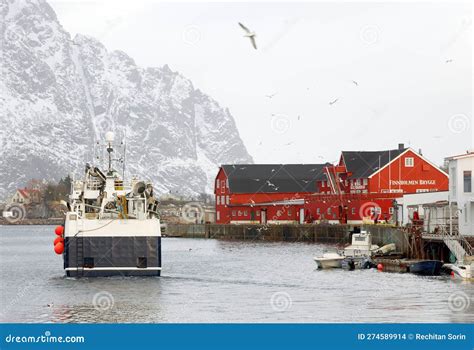 HENNINGSVAER, NORWAY, FEBRUARY 20, 2022: Henningsvaer Harbor in Lofoten ...