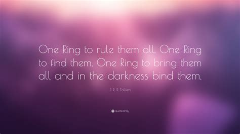 J. R. R. Tolkien Quote: “One Ring to rule them all, One Ring to find ...