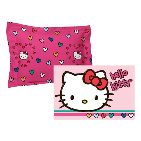 2pc Hello Kitty Pillow Sham and Pillowcase Set Sanrio Free Time Bedding ...