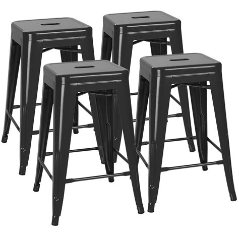 VINEEGO 24 Inches Modern Metal Bar Stools for Counter Height Indoor ...