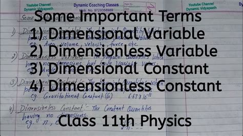 Dimensional, Dimensionless Variable and Dimensional, Dimensionless ...