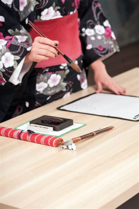 Traditional Japanese or Chinese Calligraphy Stock Photo - Image of ...