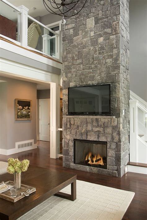 Stone Fireplace : Stone Fireplaces - Stacked stone fireplace for a ...