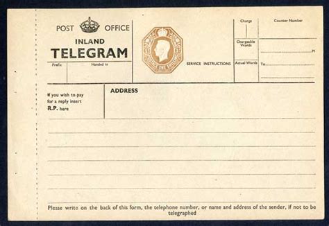 TP28 KGVI 1/- Post Office Telegram Form | eBay