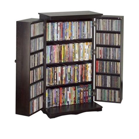 Solid Hardwood Mission Style CD/DVD/Blu-ray Storage Cabinet Espresso