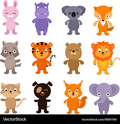 Funny cartoon young animals characters Royalty Free Vector