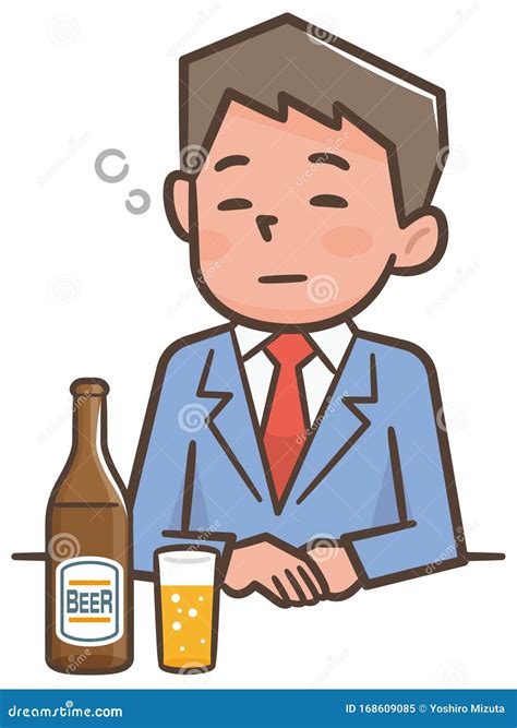 Illustration of a Drunk Man Drinking Beer Stock Vector - Illustration ...