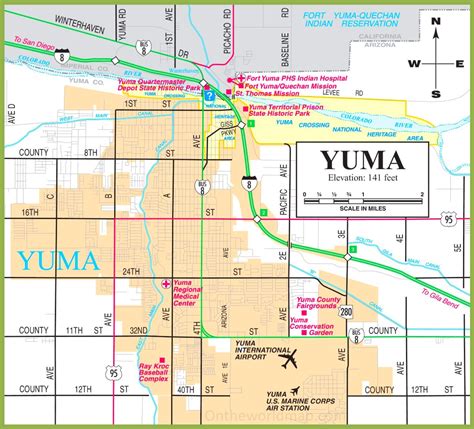 Yuma road map - Ontheworldmap.com