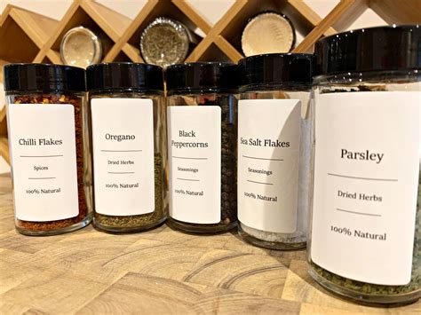 Full Set Custom Spice Jar Labels | Minimalist and Modern Spice Jar Rack ...