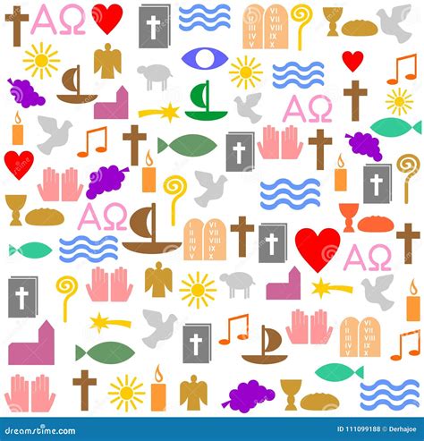 Christian Symbols Icons Set Vector Illustration | CartoonDealer.com ...