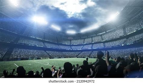 Stadium Spotlights Crowd 3d Rendering Stock Illustration 2120942972 ...