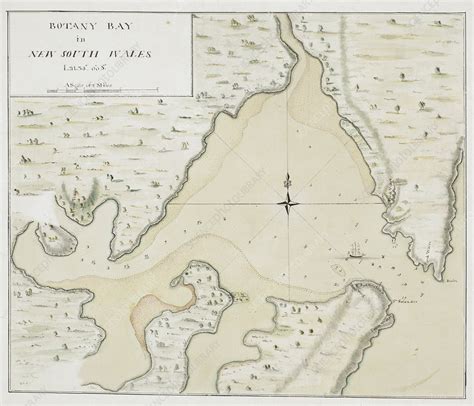 Cook's map of Botany Bay, illustration - Stock Image - C024/7469 ...